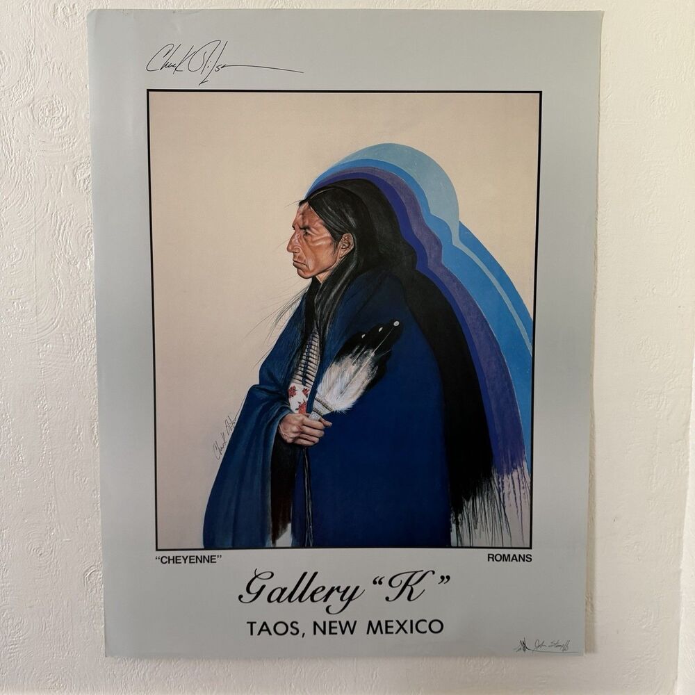 Signed Chuck Wilson Cherokee Artist Cheyenne Romans Print Poster Gallery K 34x26